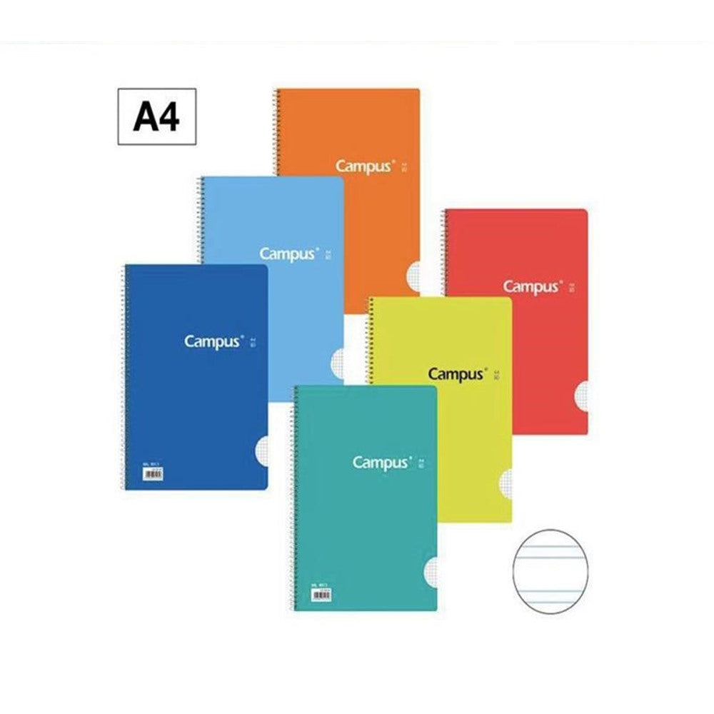 Campus A4 Notebook, Ruled 2.5mm, Basic Cover - 6-pack in Assorted Colors