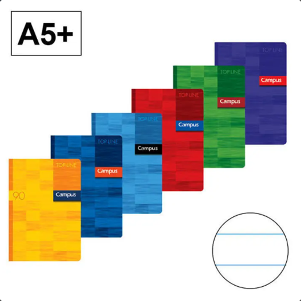 Cuaderno Campus raya A5+Tapa grapada ,48 hojas,90g,pack de 6uds
