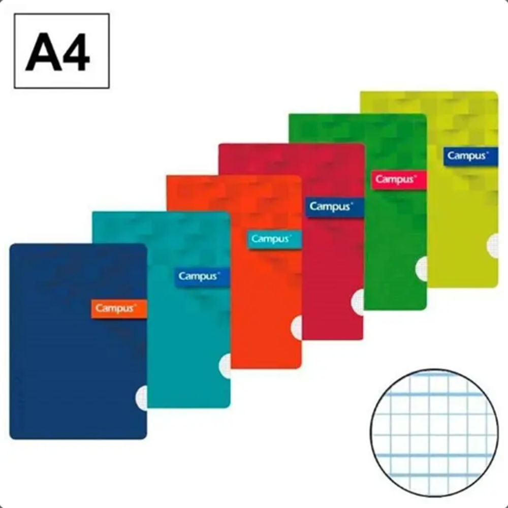 Cuadernos Campus A4 Tapa Polipropileno grapada cuadrovia mela 3mm,48 hpjas 90gr,pack de 6 uds