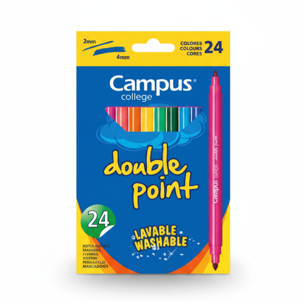 Set de 24 Rotuladores Doble Punta Tinta Lavable Colores Surtidos.