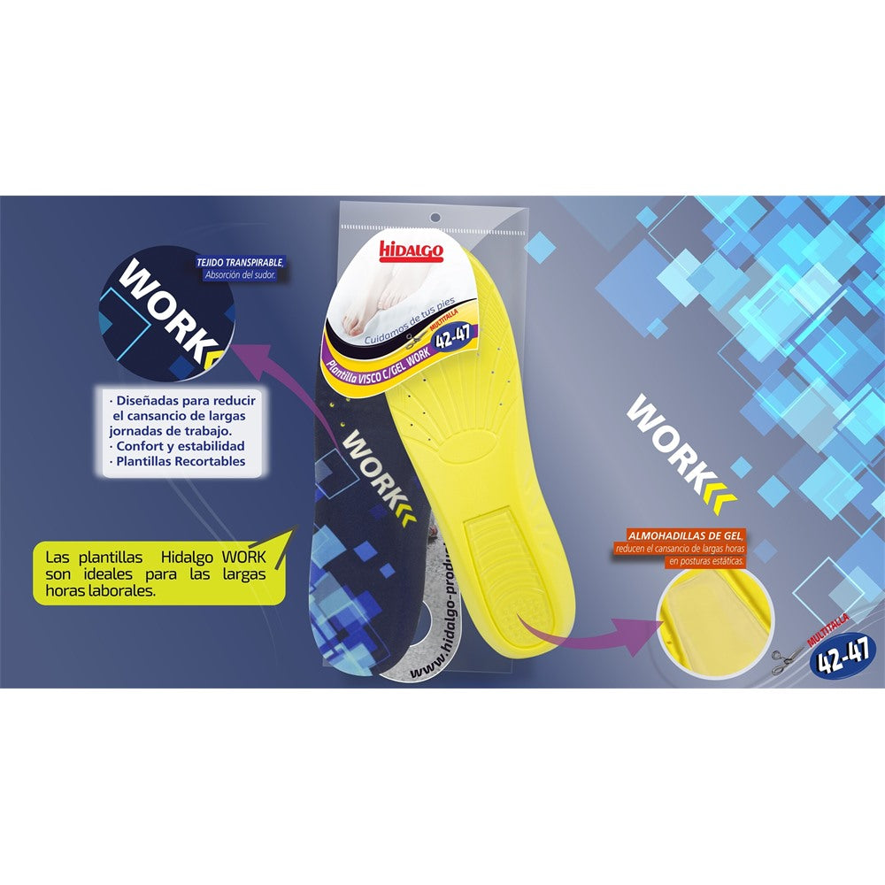 Plantilla Work Amortiguantes para calzado laboral,Talla 42-47