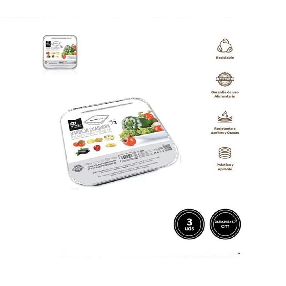 Set of 3 Square Aluminum Trays