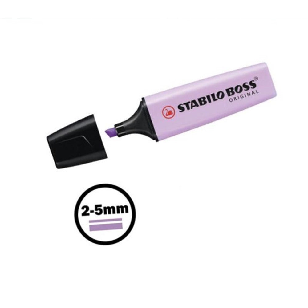 Stabilo Boss Pastel Lilac Fluorescent Marker pen, pack of 10 units.