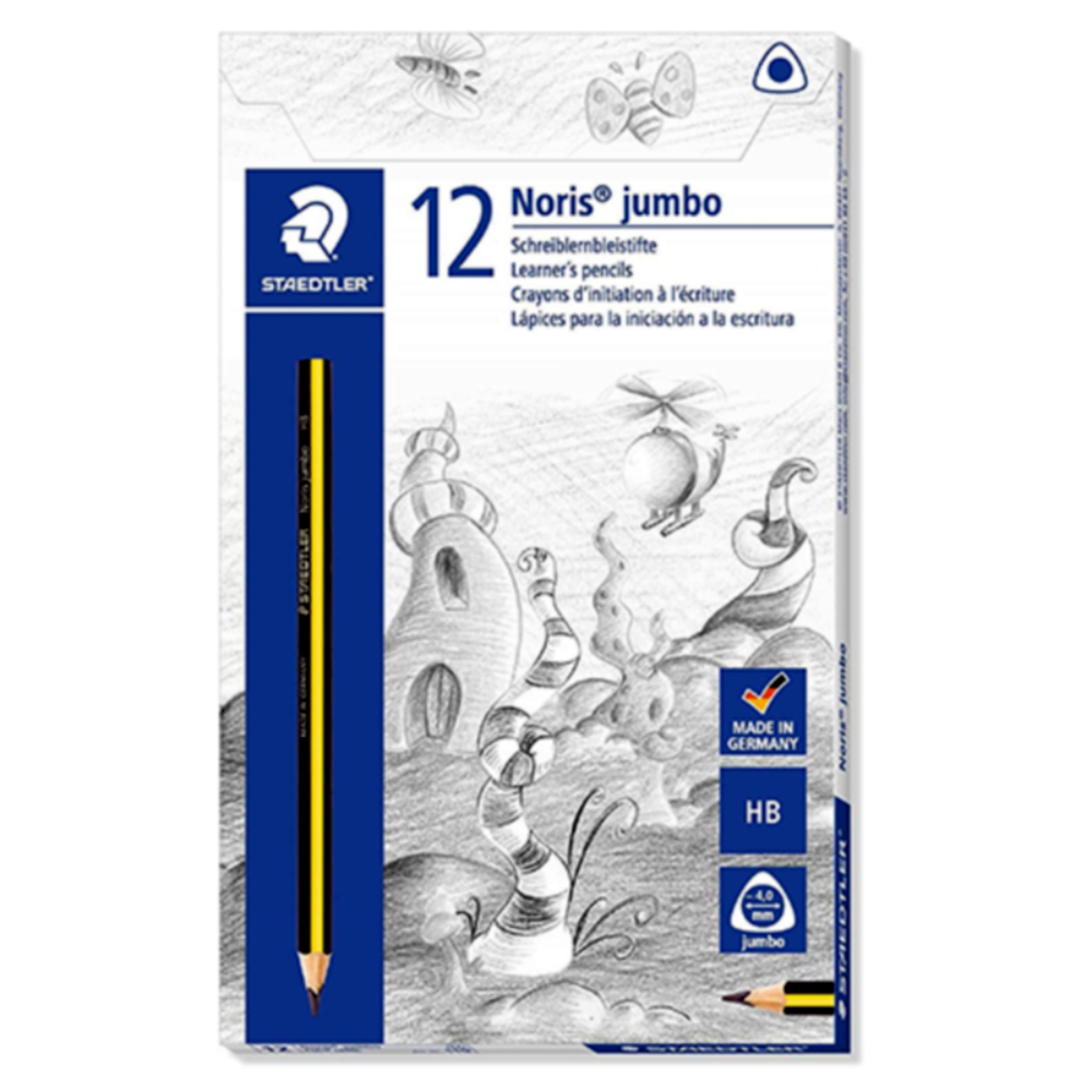 BOX OF 12 STAEDTLER NORIS JUMBO TRIPLUS THICK PENCILS 119-HB