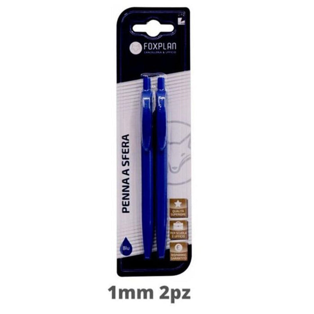 Blister de 2 Bolígrafos Foxplan Azul 1mm Clásico pack 3 blister o caja de 12 blister