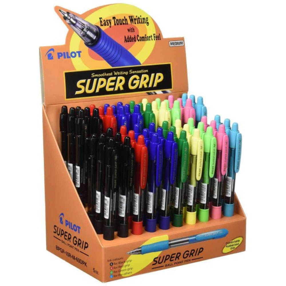 Display of 48 Pilot Super Grip Pens Assorted Colors