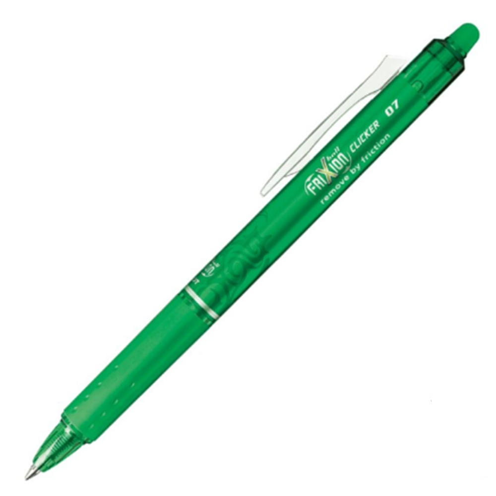 Bolígrafo Pilot FriXion Clicker Verde Retráctil 0.7mm pack de 12 uds