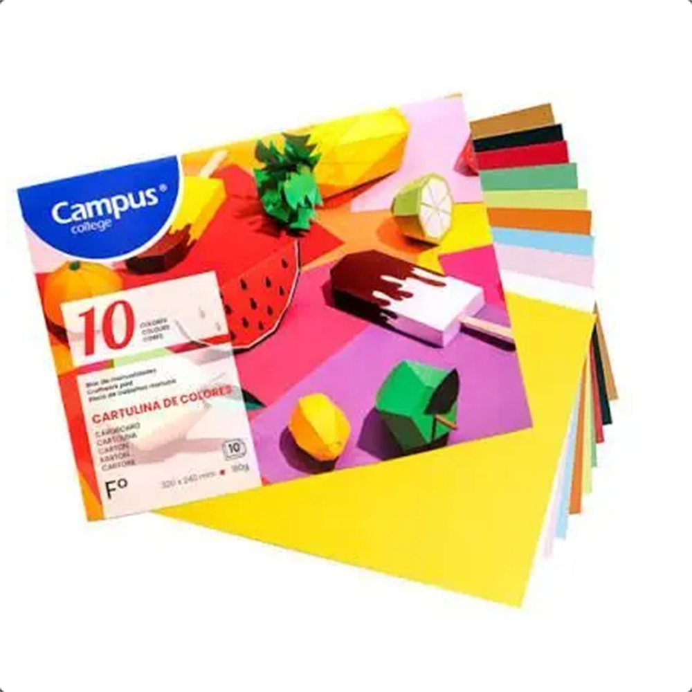 Set de Cartulinas de Colores Campus 10 colores