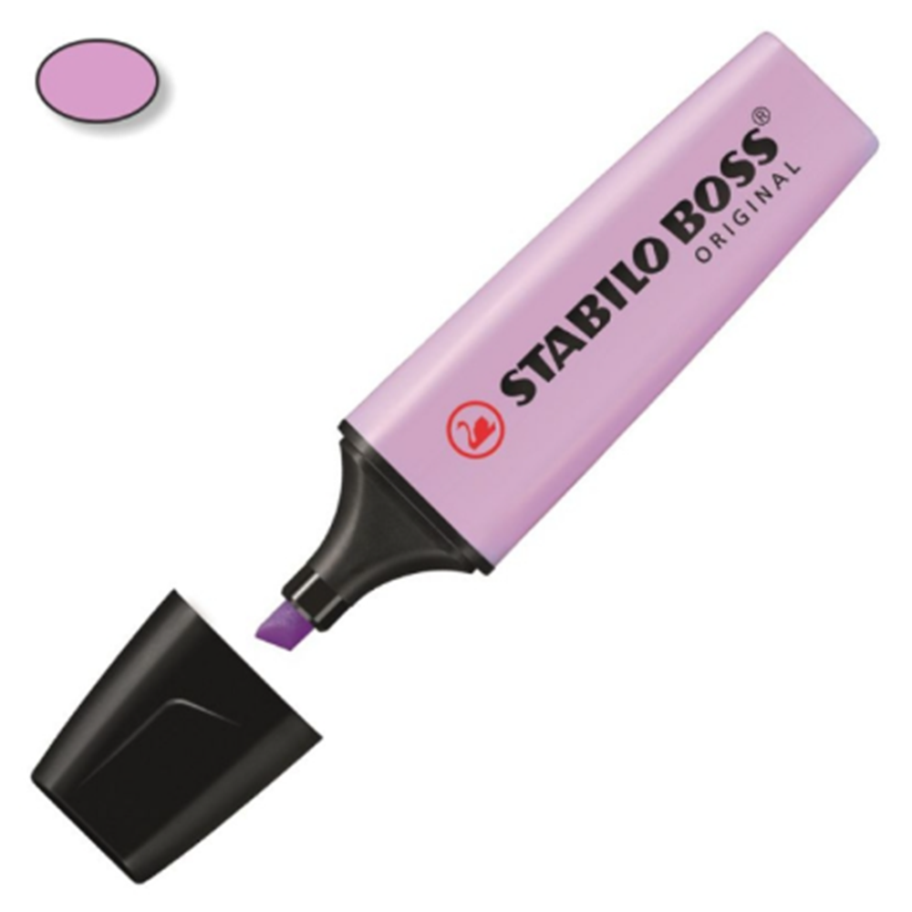 Stabilo Boss Pastel Lilac Fluorescent Marker, pack of 10 units.