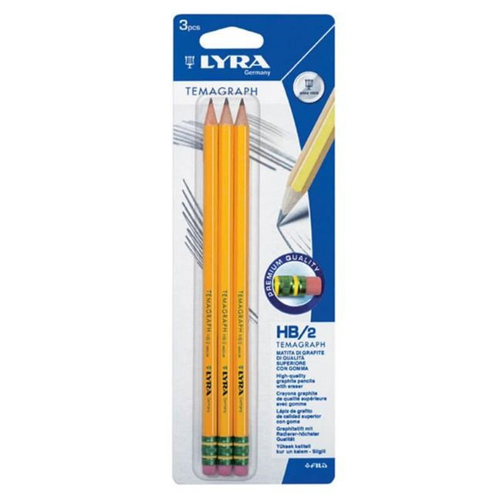 Blister of 3 Fila Lyra Temagraph HB Graphite Pencils with Eraser (3-pack)