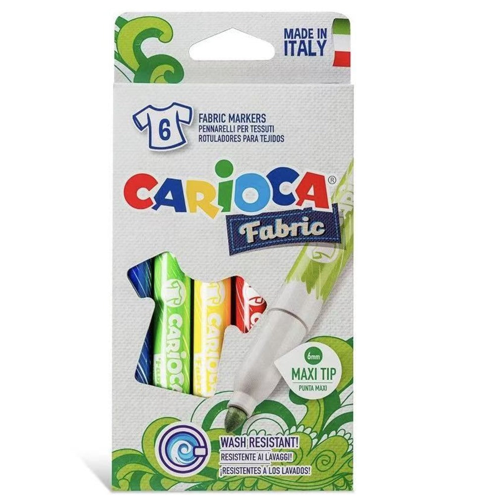 Carioca Fabric Markers for Textiles Box of 6 Assorted Colors