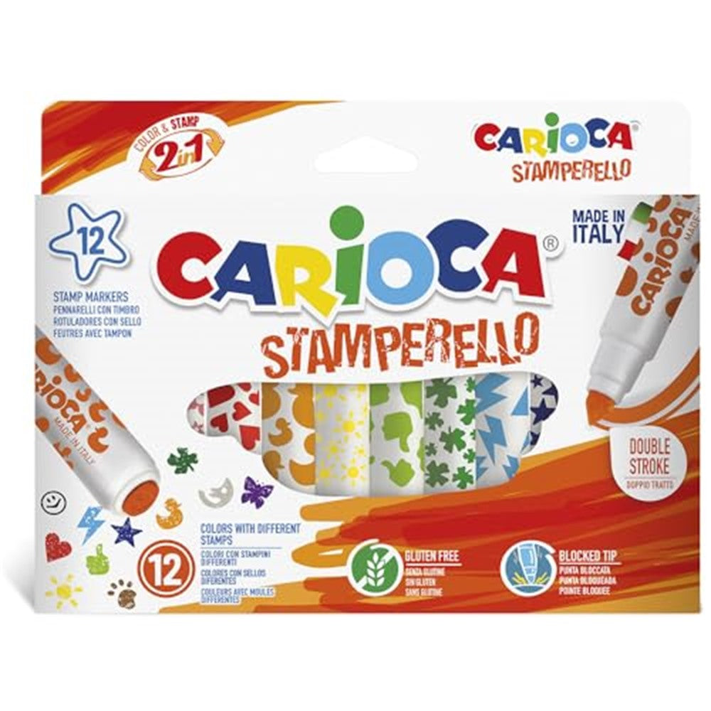 Caja de 12 Rotuladores con Sello Doble Punta CARIOCA Stamperello