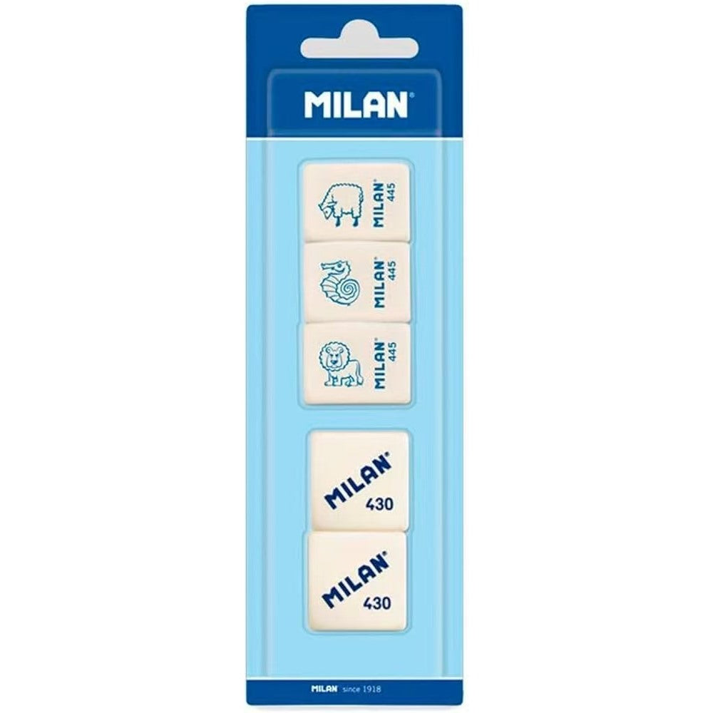 Milan Kneaded Eraser Blister Pack 5 Units (2x430 + 3x445), pack of 3 Blister Packs or box of 25 Blister Packs