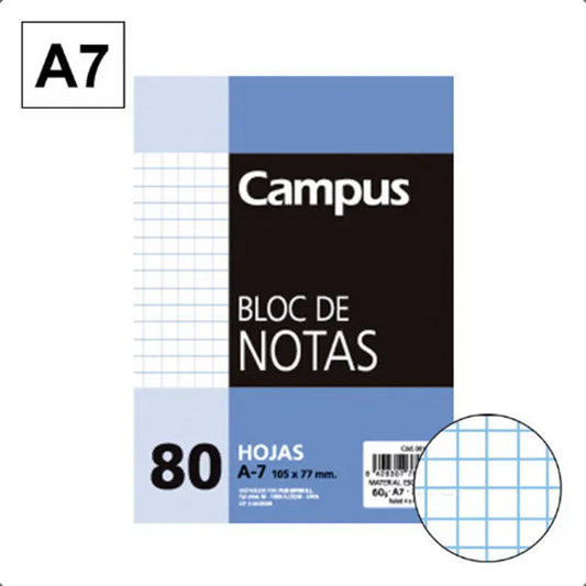 Campus A7 Notepad, 80 Squared Sheets, pack of 10