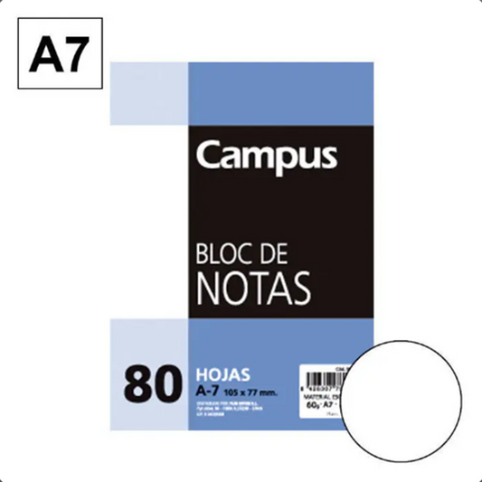 Campus A7 Notepad, 80 Plain Sheets, pack of 10