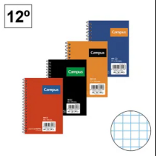 Campus Notepad 12 sheets Spiral Assorted Colors, pack of 8 units