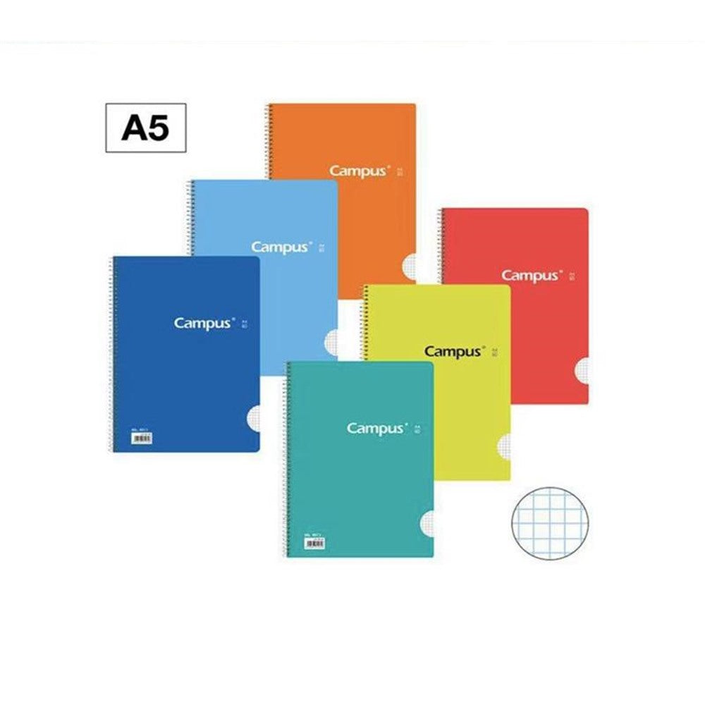 4x4mm Graph Paper Notebook, Campus A5, Basic Cover - 6-pack Assorted Colors