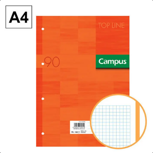 Campus A4 Refill CN5MM, 4 Holes, 100 sheets, 90gsm with orange stripe