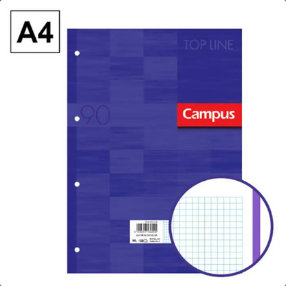 Recambio Campus A4 CN5MM,4 Taladros,100 hojas, 90gr con banda violeta