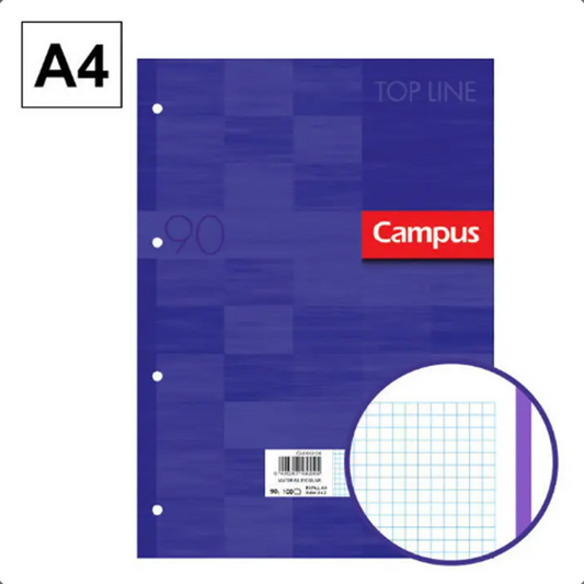 Campus A4 CN5MM Refill, 4 Holes, 100 Sheets, 90gsm with Purple Band