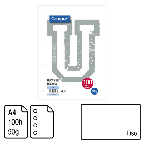 Refill Campus Top Line A4 100 sheets 90gsm PLAIN