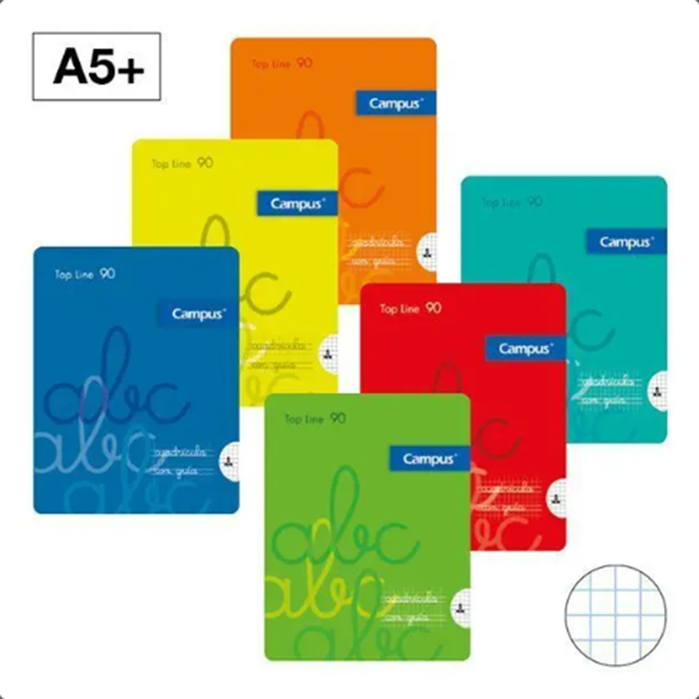 Cuadernos Campus A5+ Tapa grapada Polipropileno Cuadriculado mela 4mm,pack de 6 uds