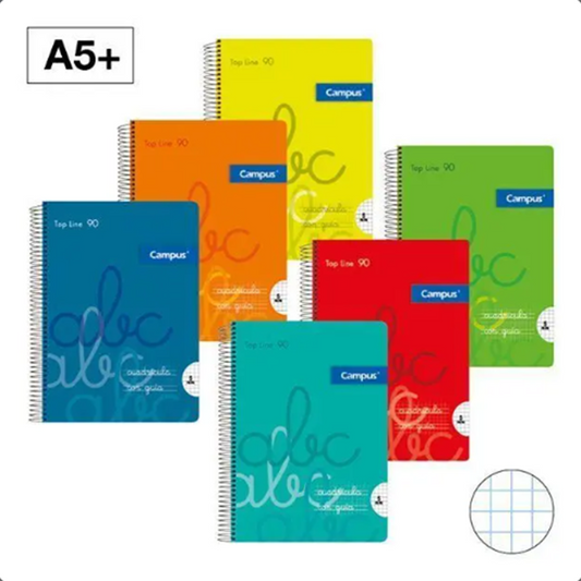 Campus A5+ Notebook, 3mm polypropylene cover, 80 sheets 90g, pack of 6 units