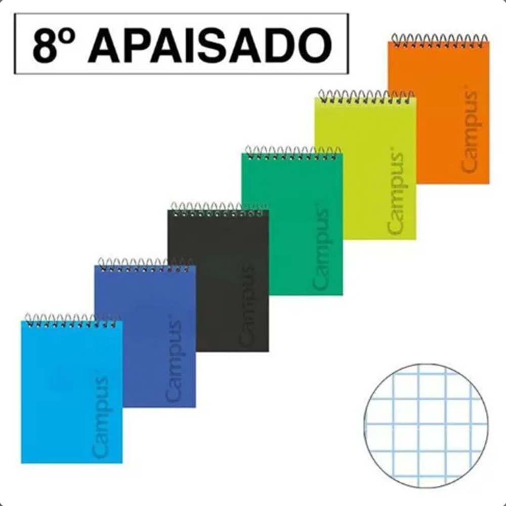 Campus 8th Notebook Landscape Assorted Colors, pack of 8 units