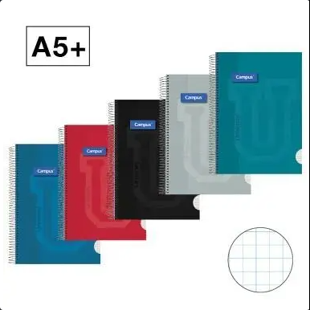 Campus Notebook 5mm A5+ Extra Hard Cover 80 sheets 90g, pack of 6 units