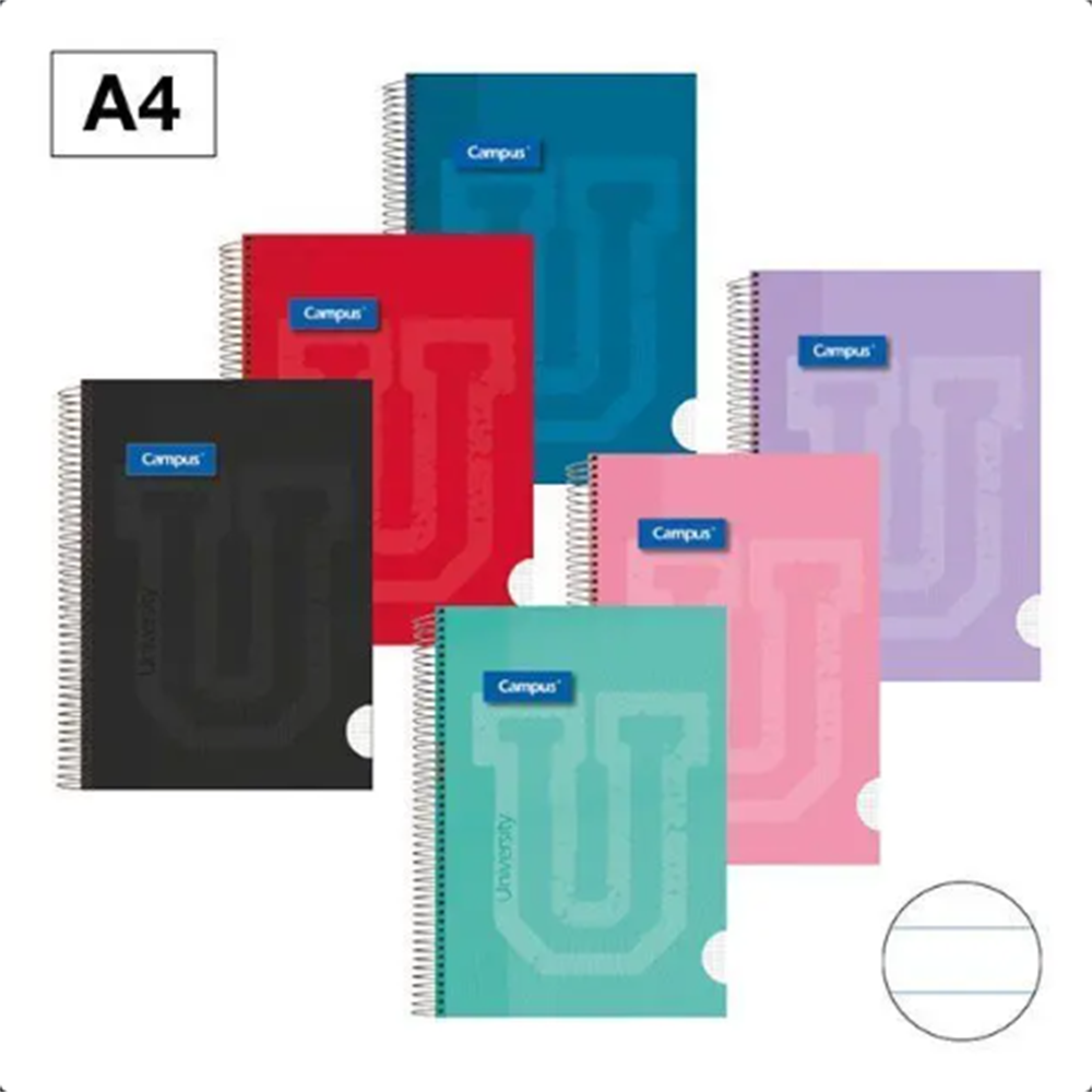A4 Campus Notebooks Hardcover 80 sheets 90gsm, pack of 6 units