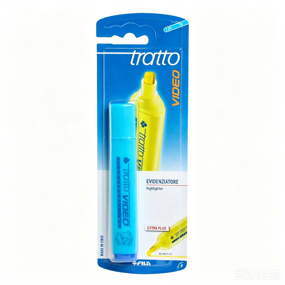Blister pack with 1 chisel tip fluorescent marker in color
