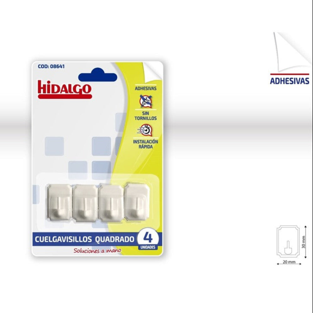 Self-adhesive square curtain rod holders, 4-pack