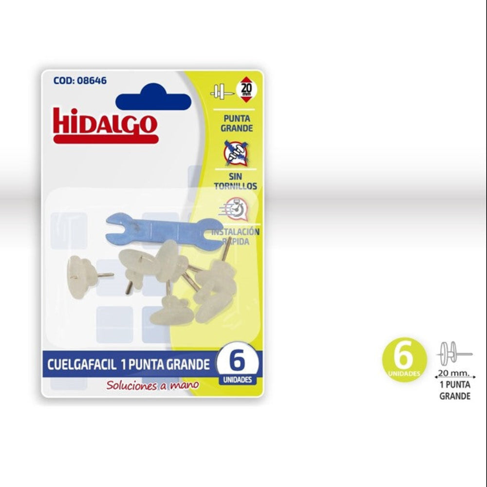 Drill-free single-prong hanger. Pack of 6 units