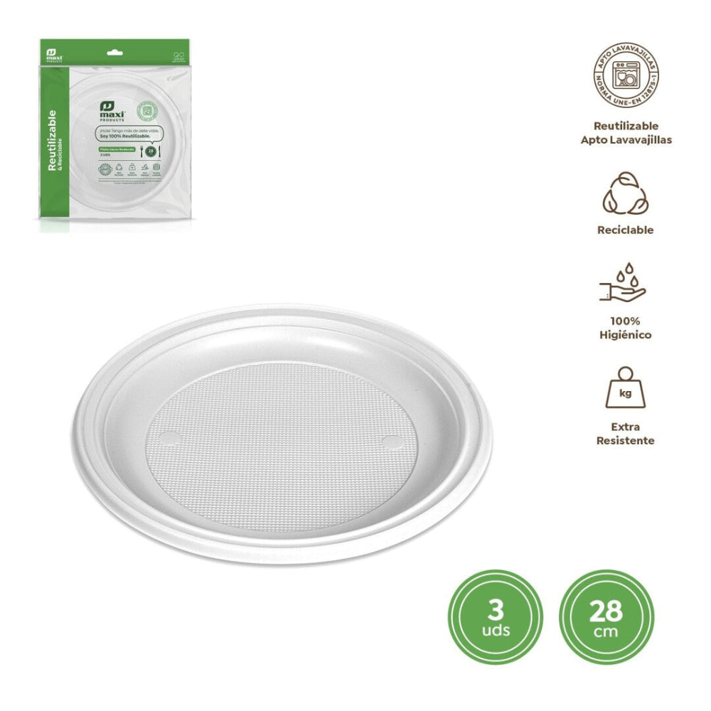 Reusable Plastic Plates 25cm (5 pcs)