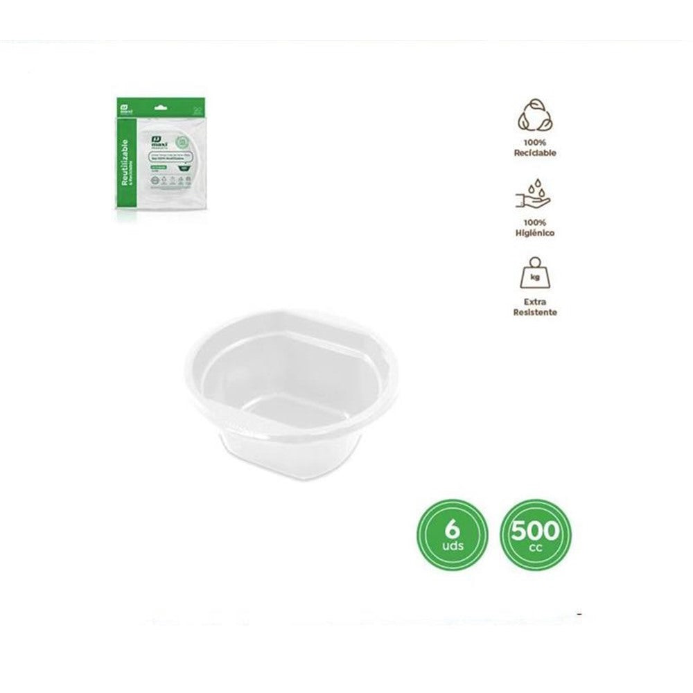 Bol de Plástico Reutilizable 500cc (pack de 60 uds)