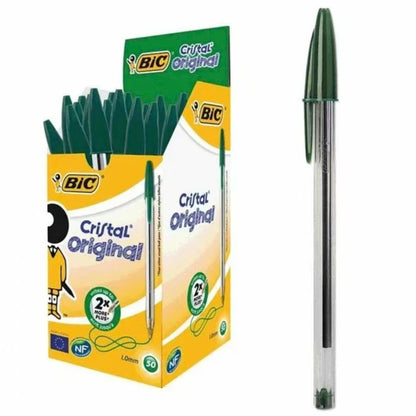 Caja 50 Bolígrafos BIC Cristal Original Verde