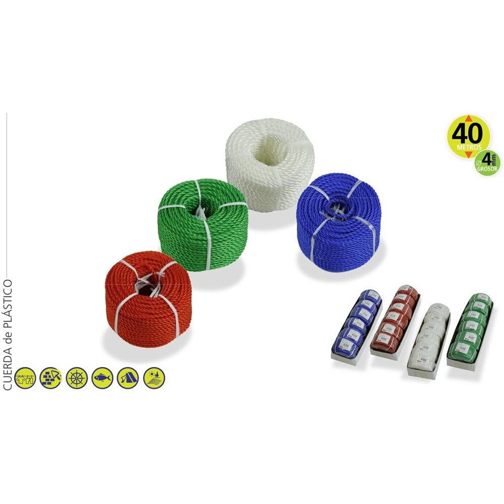 Plastic rope, 40 meters, assorted colors