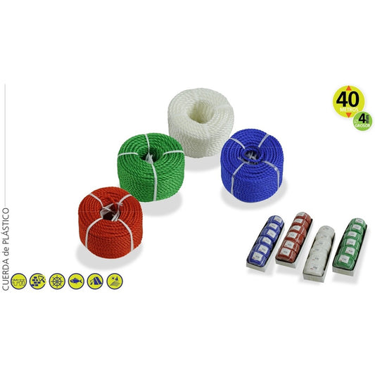 Plastic rope, 40 meters, assorted colors