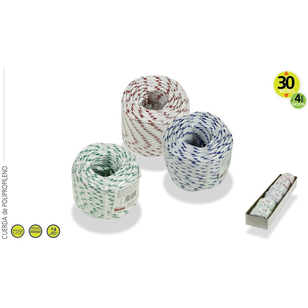 Polypropylene rope, 30 meters, assorted colors, 6-pack