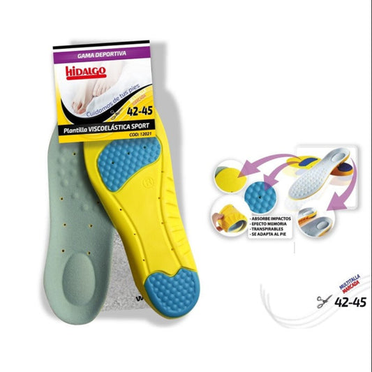 Visco-sport shock-absorbing trimmable insoles, size 42-45