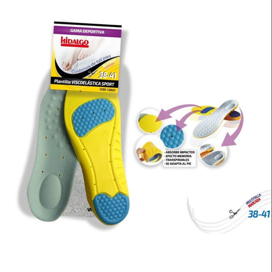 Cuttable visco-sport shock-absorbing insoles, size 38-41