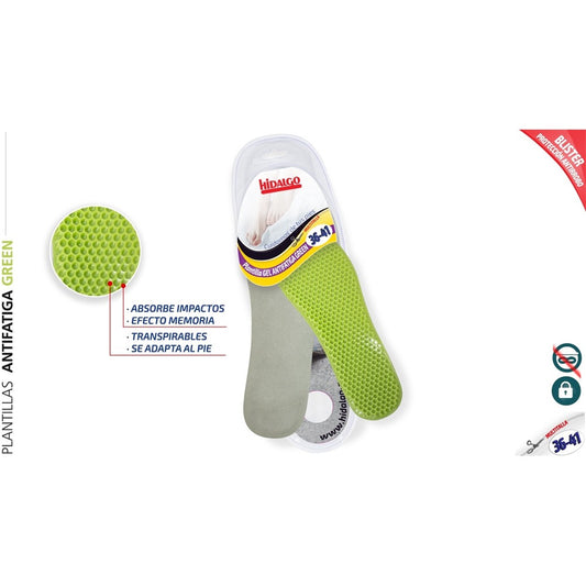 Plantillas antifatiga efecto memoria Green, talla 36-41