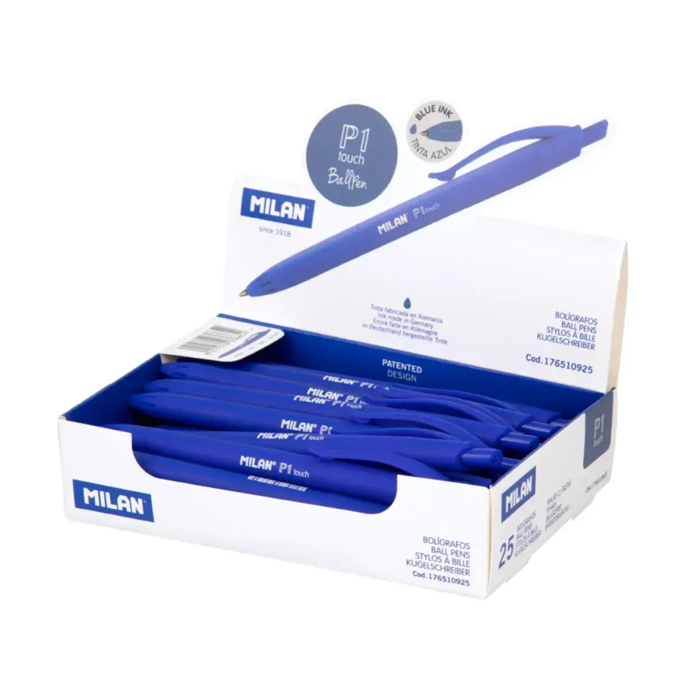 Pack 25 Bolígrafos Milan P1 Touch Azul