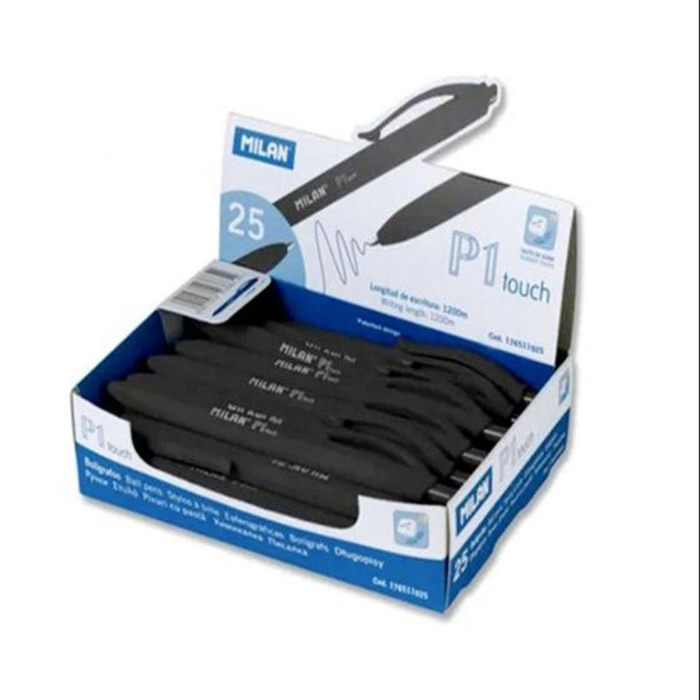 Pack 25 Bolígrafos Milan P1 Touch Negro