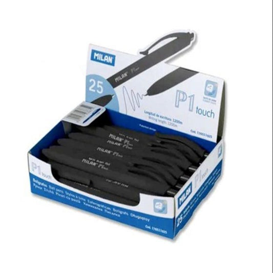 Pack 25 Milan P1 Touch Black Ballpoint Pens