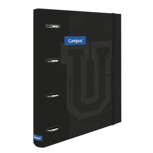 Ringbook Soft Campus University 4-Ring Folder + 100 Black Cover Refills