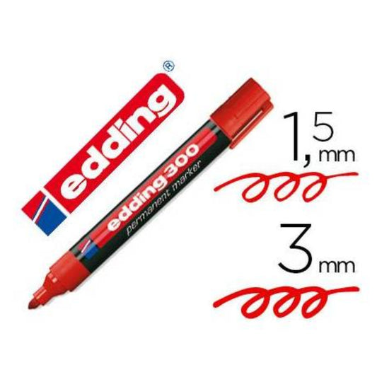Rotulador Permanente Edding 300 Rojo (pack 10uds)