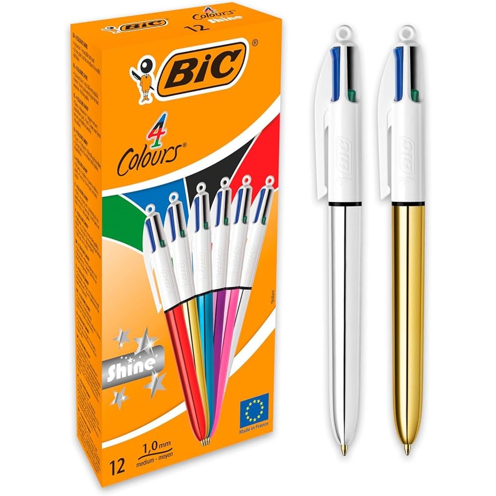 Caja BIC 4 COLOURS SHINE BOLIGRAFO DE BOLA RETRACTIL - PUNTA DE 1MM