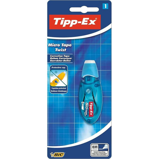 Blister pack with 1 ultra-compact dry correction tape, 8 meters x 5 mm, with a swivel head