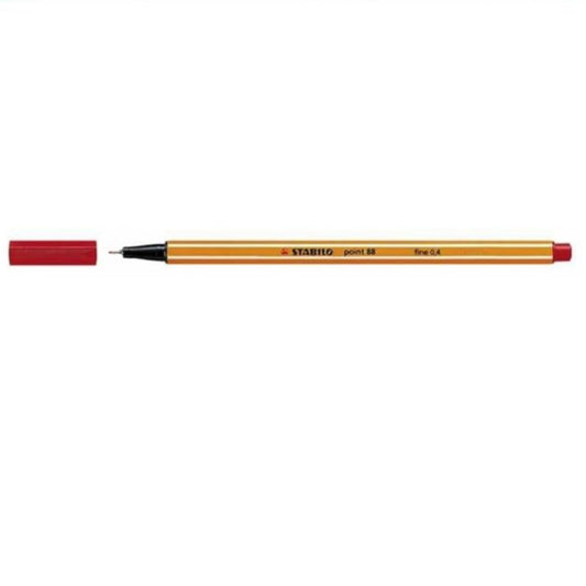 STABILO Point 88 Fine Red Marker Pen, pack of 10 units.